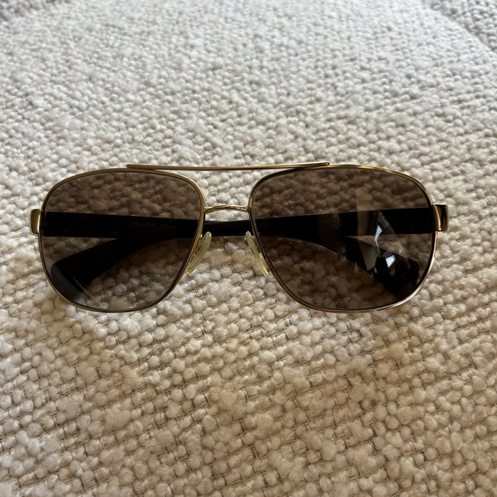 Prada PR 52PS Sunglasses, Good Condition, Pale Gold, Green Gradient Lens